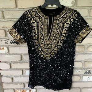 Switch black and gold trim neck and arms women top